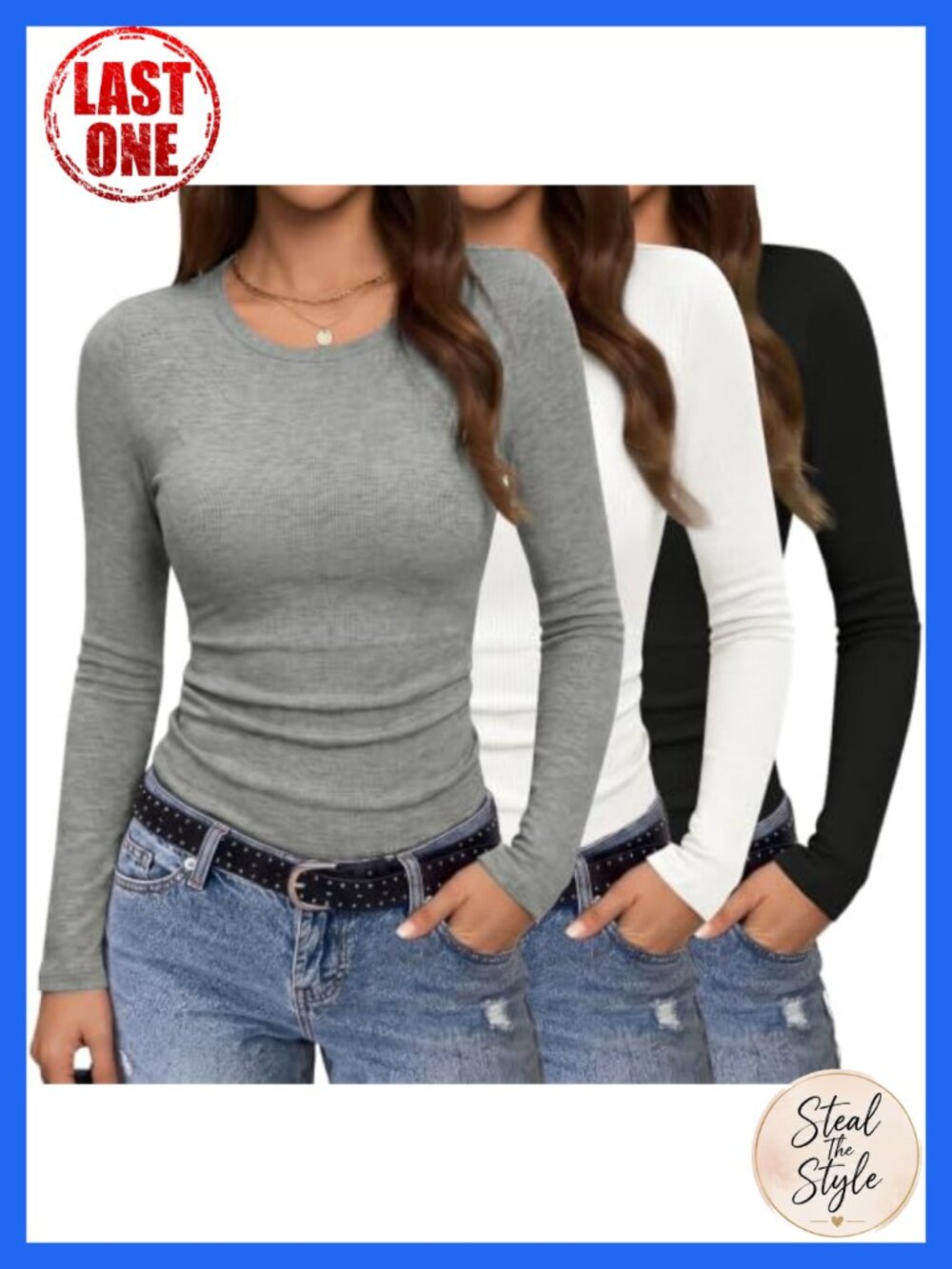 Ribbed Long Sleeve Layering Tees 3-Pack